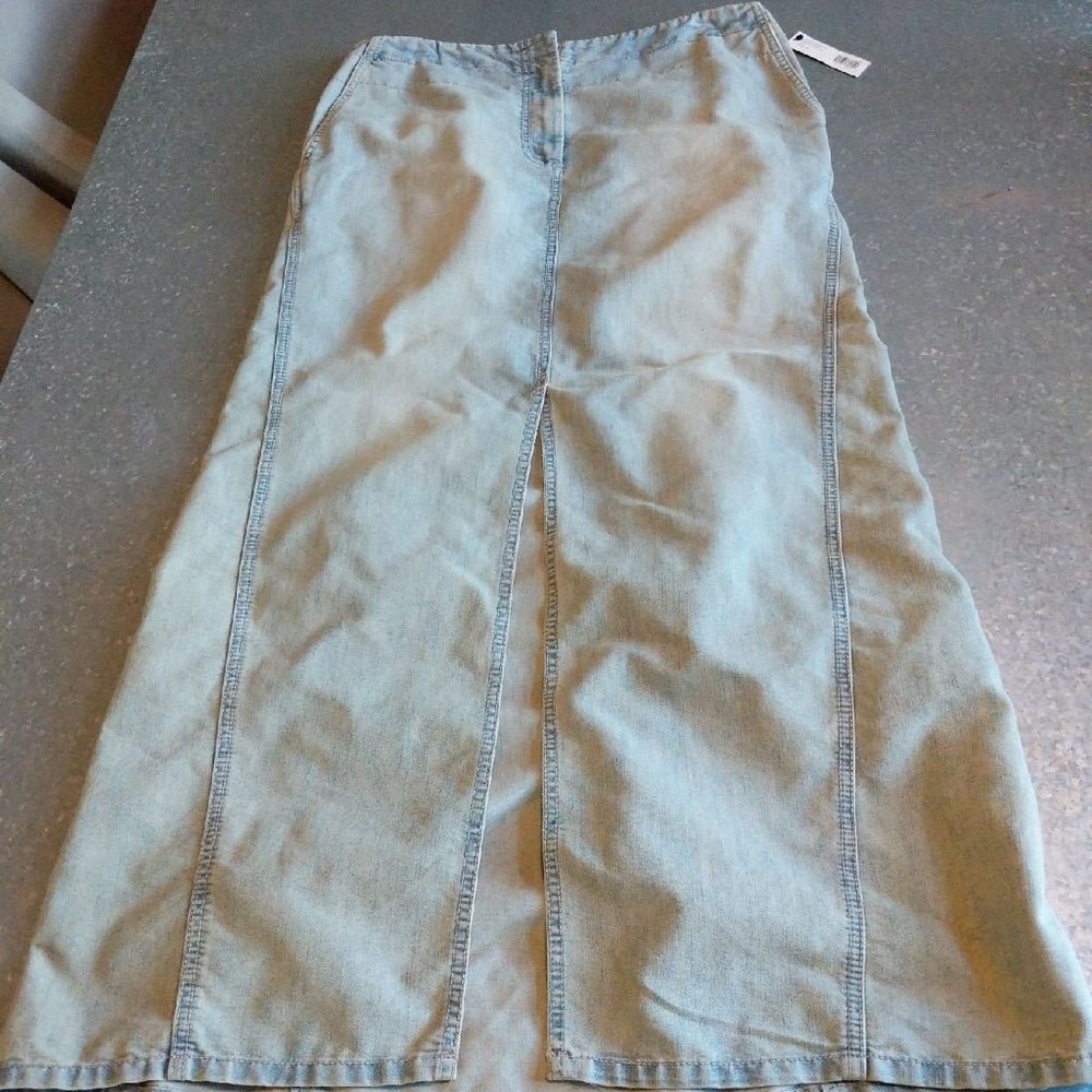 DKNY NWT Denim Skirt Front Slit Long Maxi Indigo 10
